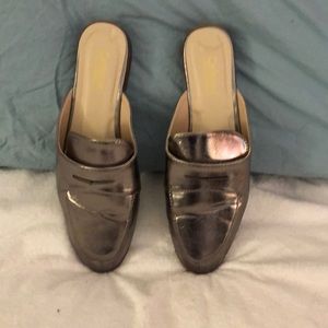 Metallic silver flat slides